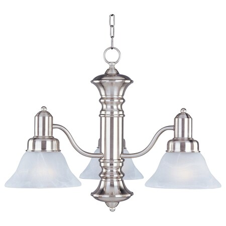 Maxim Three Light Satin Nickel Marble Glass Down Chandelier 20326MRSN